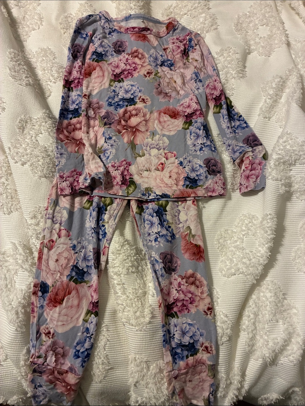Posh Peanut Lavender Floral Kids Pajama Set - Pink Blue Purple